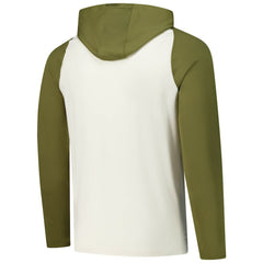 Pittsburgh Penguins Antigua Intrepid Sand Raglan Long Sleeve Hoodie T-Shirt - Cream/Olive - NHL