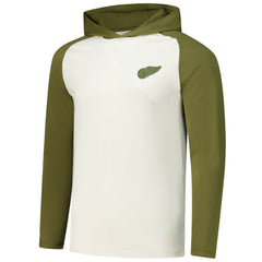 Detroit Red Wings Antigua Intrepid Sand Raglan Long Sleeve Hoodie T-Shirt - Cream/Olive - NHL