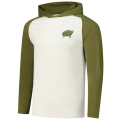 Columbus Blue Jackets Antigua Intrepid Sand Raglan Long Sleeve Hoodie T-Shirt - Cream/Olive - NHL