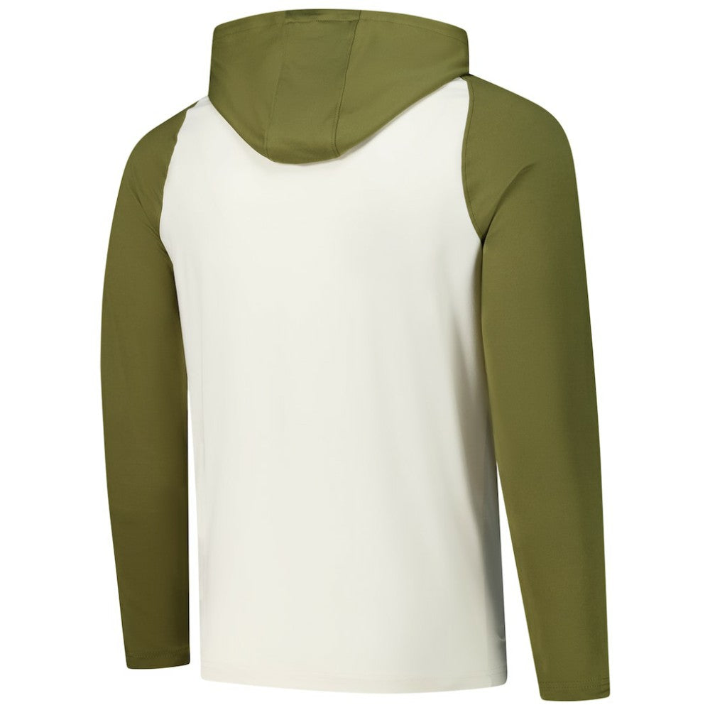 Columbus Blue Jackets Antigua Intrepid Sand Raglan Long Sleeve Hoodie T-Shirt - Cream/Olive - NHL