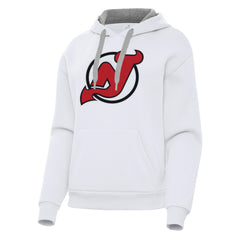 New Jersey Devils Antigua Women's Victory Pullover Hoodie - White - NHL