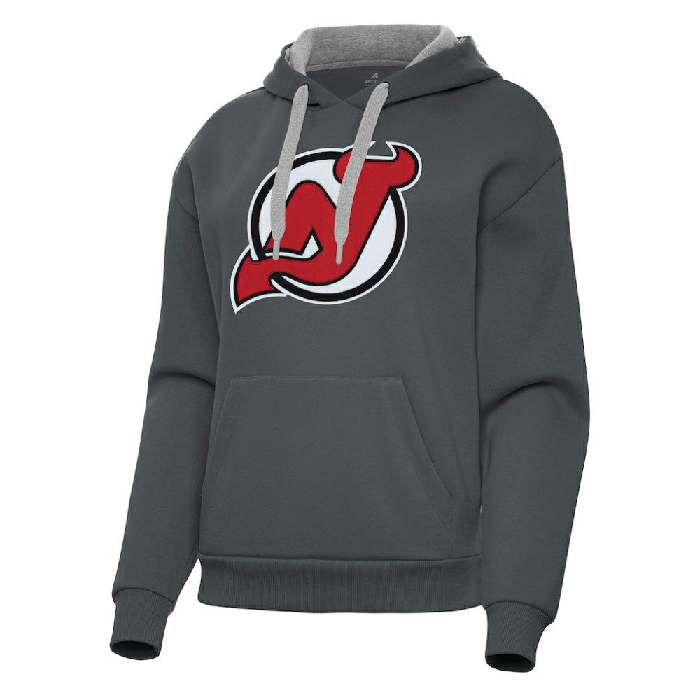 New Jersey Devils Antigua Women's Victory Pullover Hoodie - Charcoal - NHL