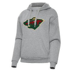 Minnesota Wild Antigua Women's Victory Pullover Hoodie - Heather Gray - NHL
