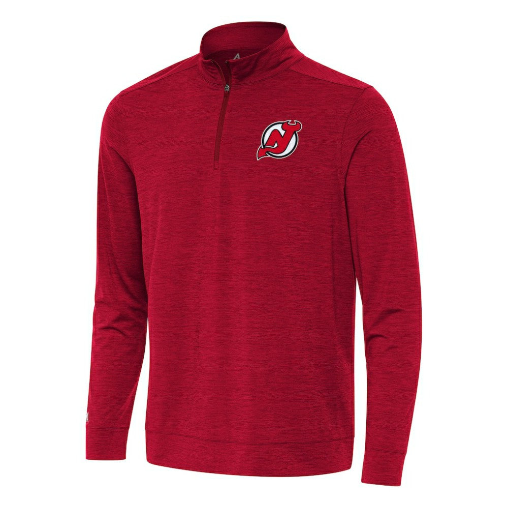 New Jersey Devils Antigua Bright Quarter-Zip Top - Heather Red - NHL