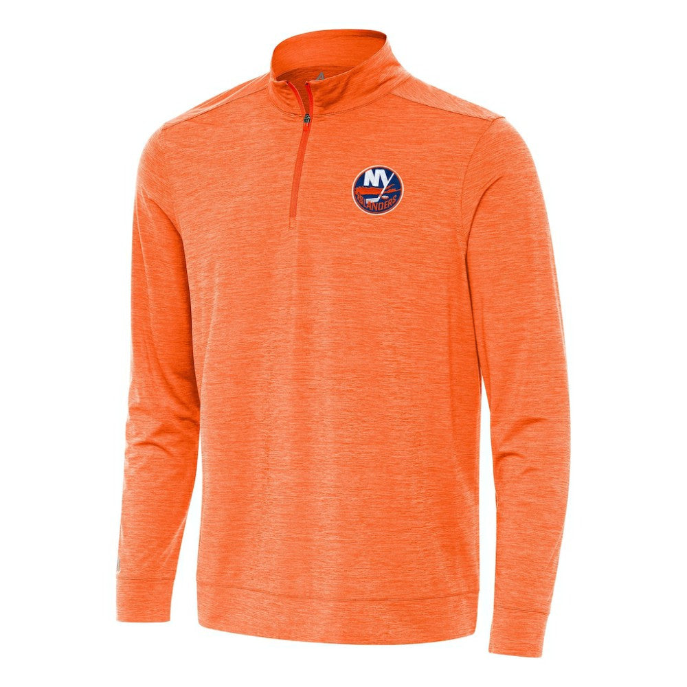 New York Islanders Antigua Bright Quarter-Zip Top - Heather Orange - NHL