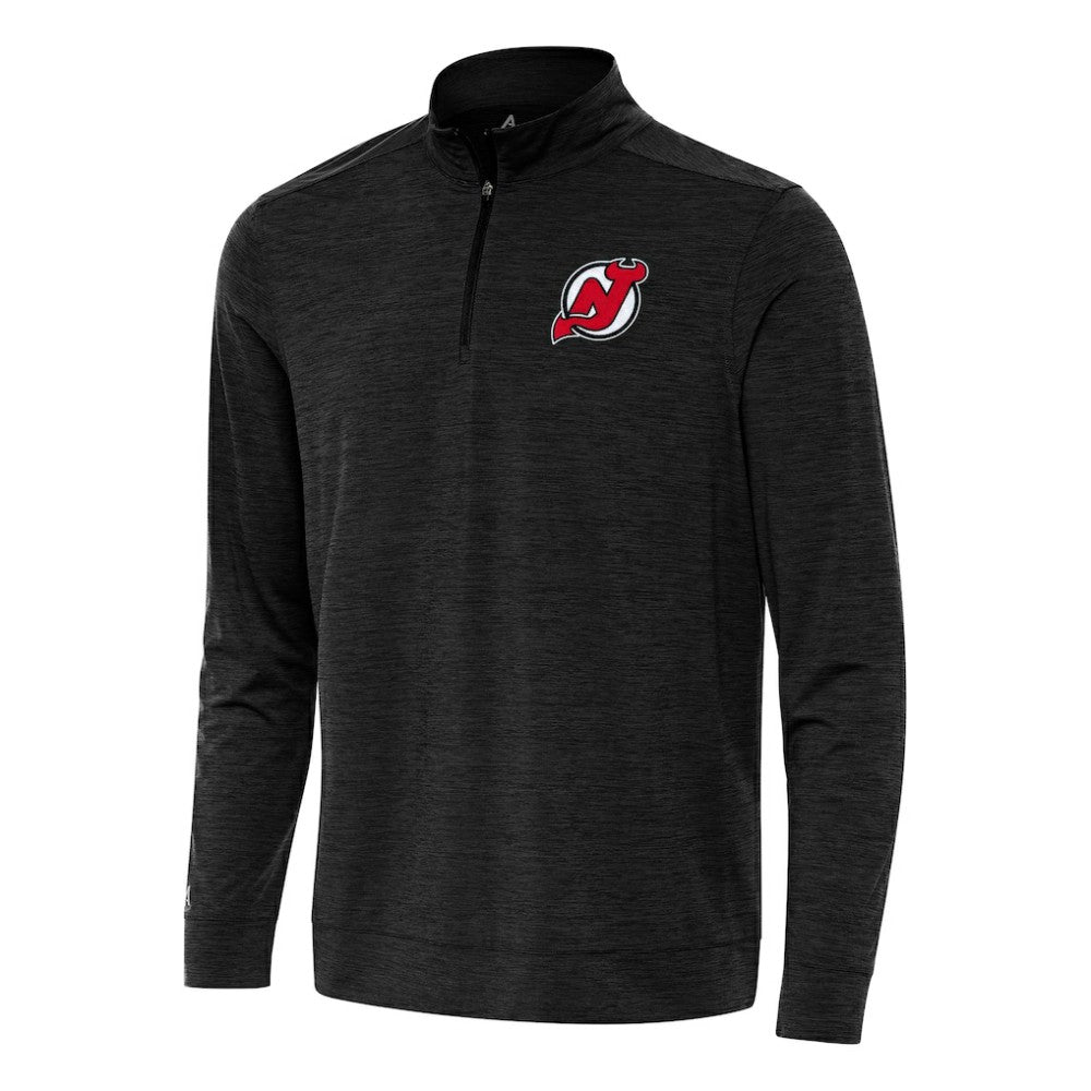 New Jersey Devils Antigua Bright Quarter-Zip Top - Heather Black - NHL