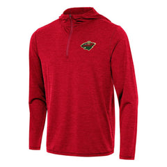 Minnesota Wild Antigua Tidy Quarter-Zip Hoodie - Heather Red - NHL