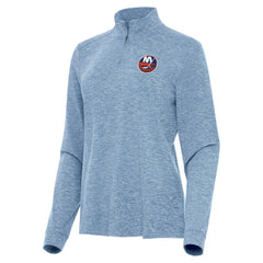 New York Islanders Antigua Women's Mentor Quarter-Zip Mock Long Sleeve Top - Heather Aqua - NHL