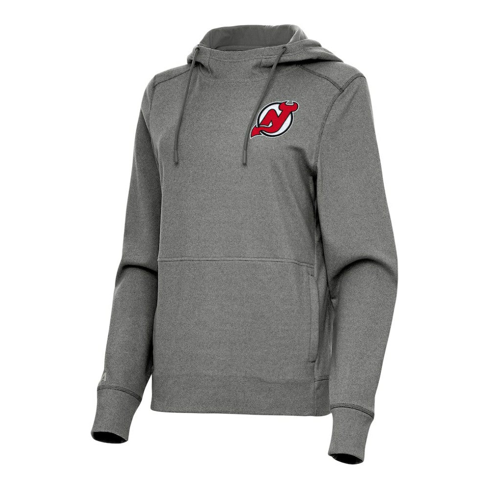 New Jersey Devils Antigua Women's Justice Pullover Hoodie - Heather Black - NHL