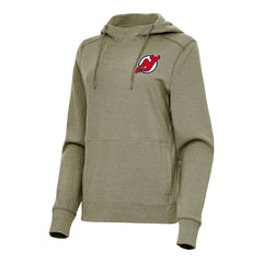 New Jersey Devils Antigua Women's Justice Pullover Hoodie - Heather Olive - NHL