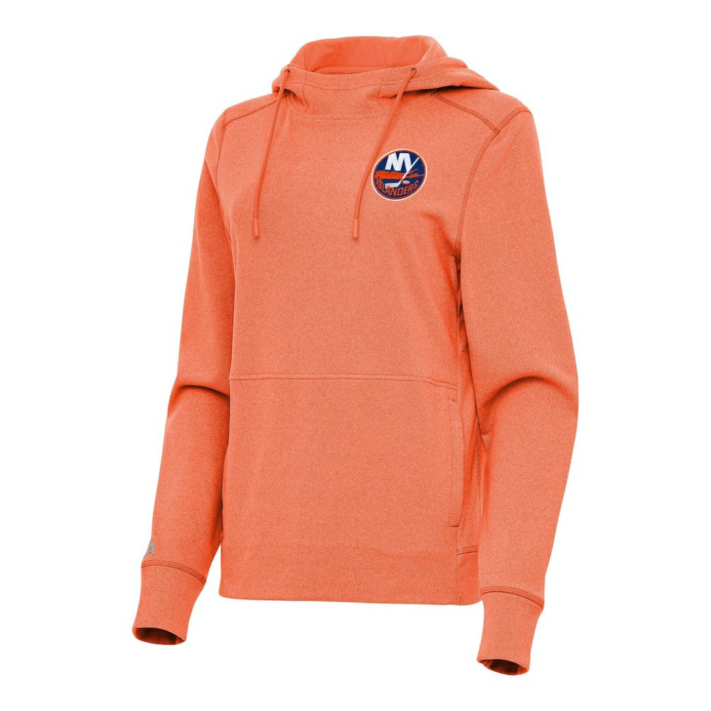 New York Islanders Antigua Women's Justice Pullover Hoodie - Heather Orange - NHL