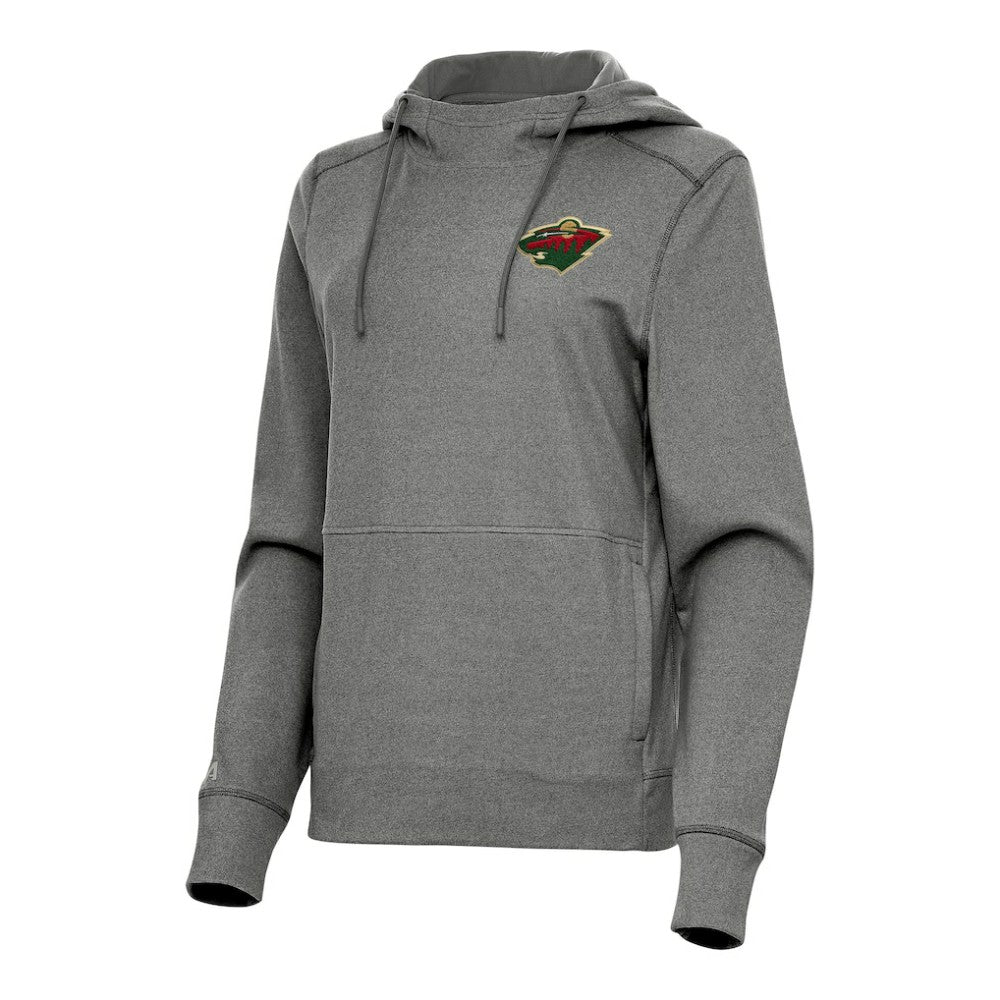Minnesota Wild Antigua Women's Justice Pullover Hoodie - Heather Black - NHL