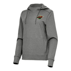 Minnesota Wild Antigua Women's Justice Pullover Hoodie - Heather Black - NHL