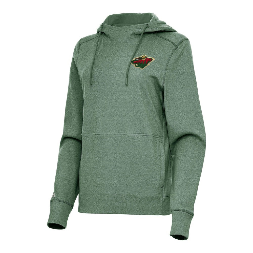 Minnesota Wild Antigua Women's Justice Pullover Hoodie - Heather Green - NHL