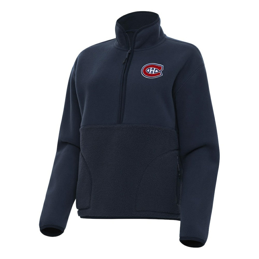 Montreal Canadiens Antigua Women's Figure Half-Zip Pullover Sweatshirt - Navy - NHL