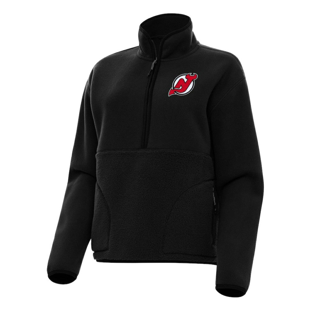 New Jersey Devils Antigua Women's Figure Half-Zip Pullover Sweatshirt - Black - NHL