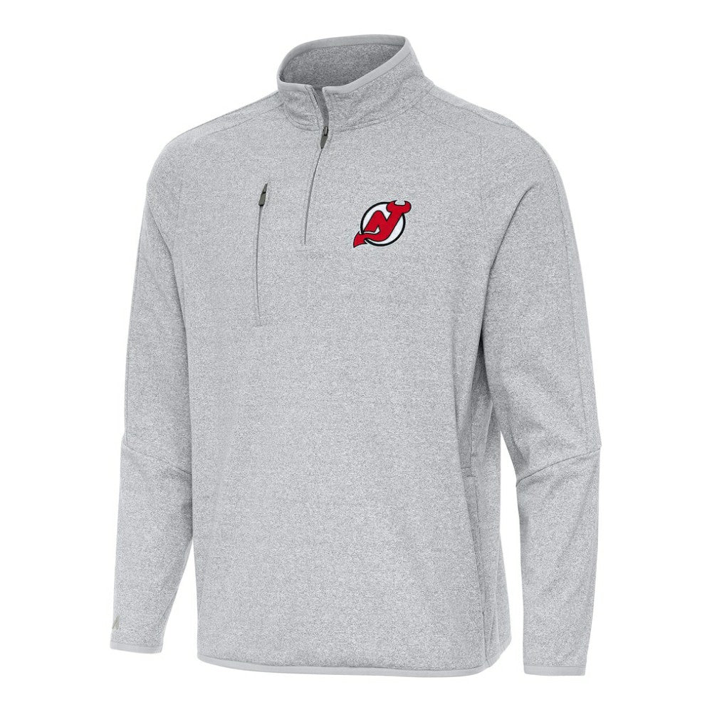 New Jersey Devils Antigua Certain Quarter-Zip Tri-Blend Sweatshirt - Heather Gray - NHL