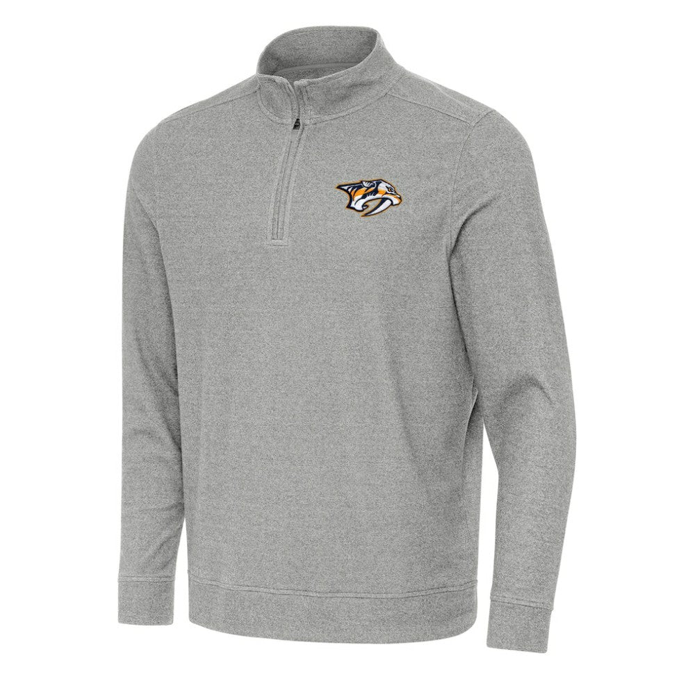 Nashville Predators Antigua Subtle Quarter-Zip Sweatshirt - Heather Gray - NHL