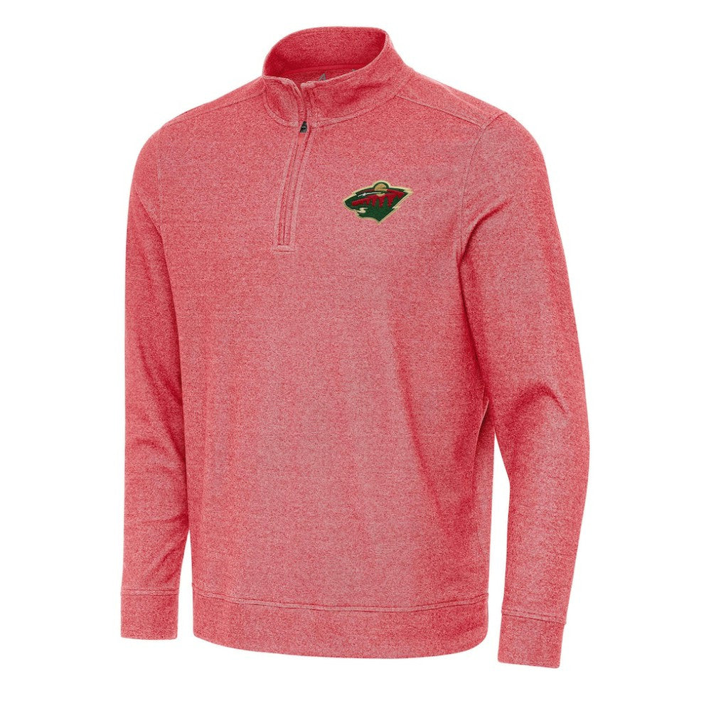 Minnesota Wild Antigua Subtle Quarter-Zip Sweatshirt - Heather Red - NHL