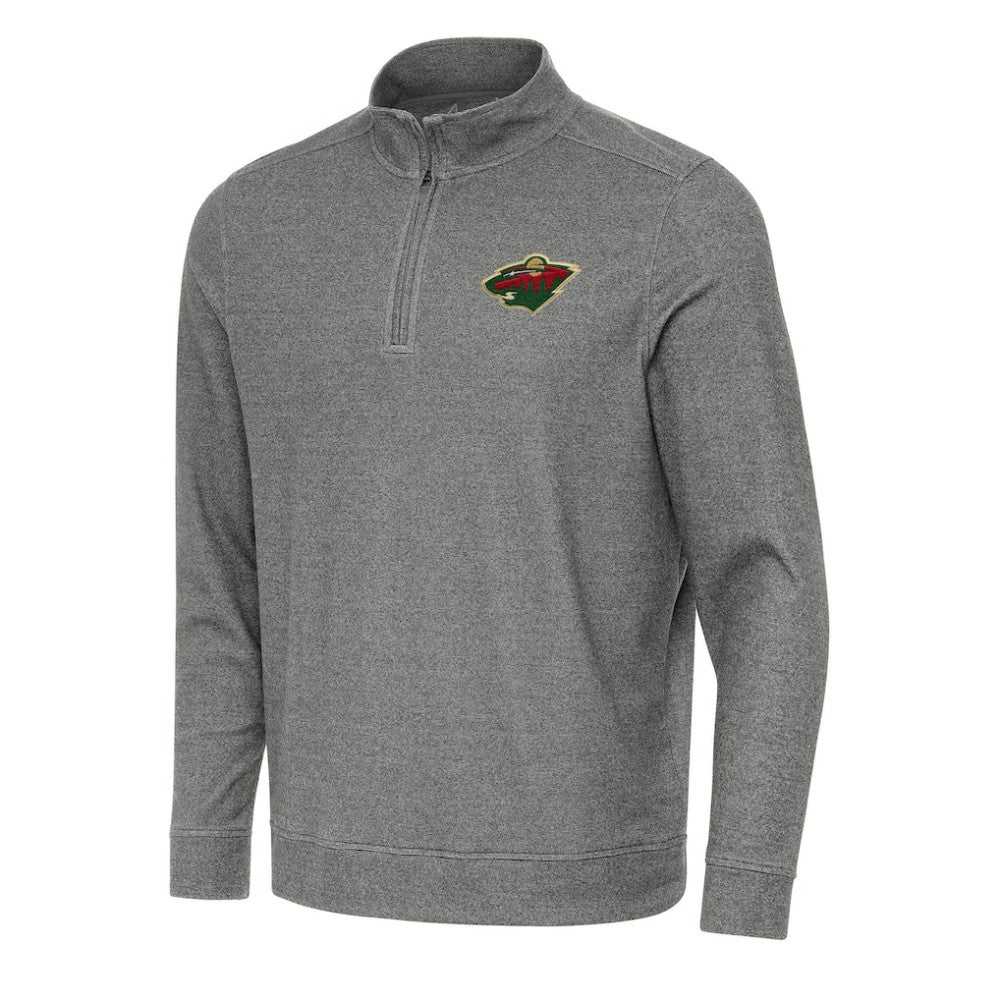 Minnesota Wild Antigua Subtle Quarter-Zip Sweatshirt - Heather Black - NHL
