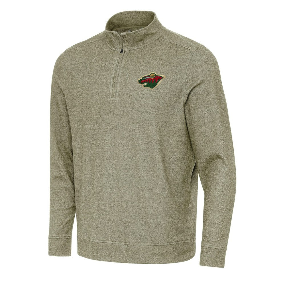 Minnesota Wild Antigua Subtle Quarter-Zip Sweatshirt - Olive - NHL