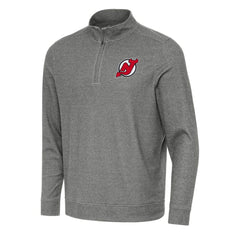 New Jersey Devils Antigua Subtle Quarter-Zip Sweatshirt - Heather Black - NHL