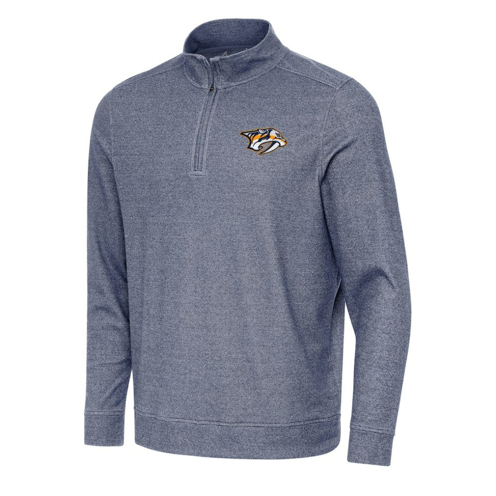 Nashville Predators Antigua Subtle Quarter-Zip Sweatshirt - Heather Navy - NHL