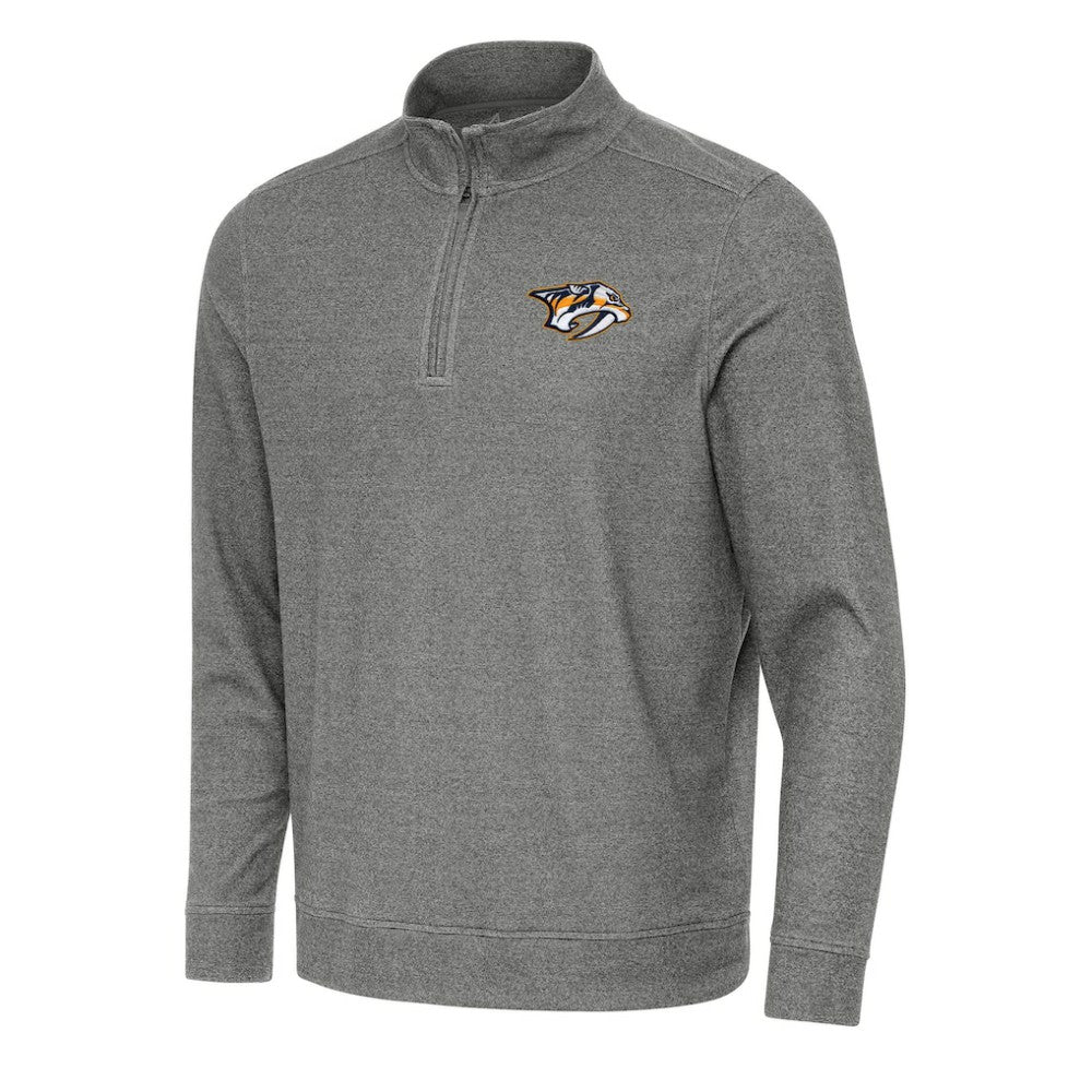 Nashville Predators Antigua Subtle Quarter-Zip Sweatshirt - Heather Black - NHL