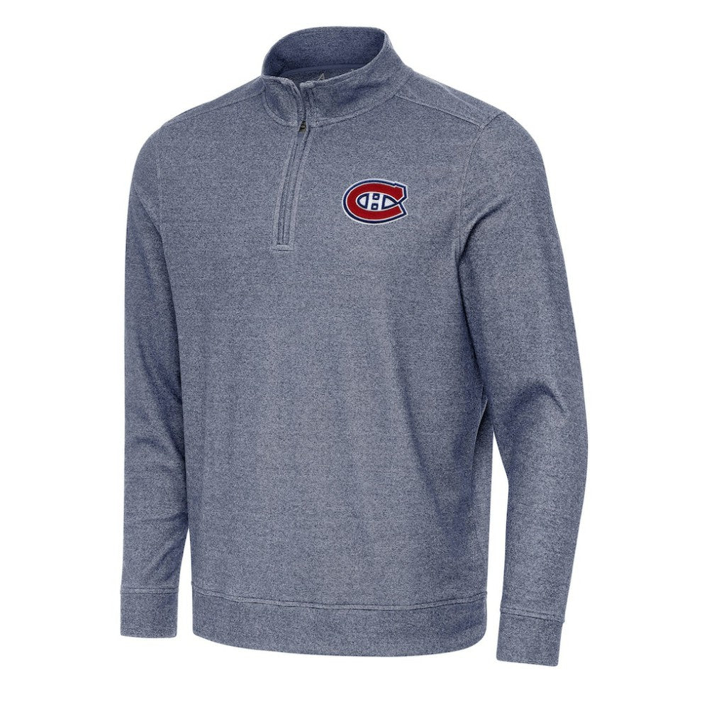 Montreal Canadiens Antigua Subtle Quarter-Zip Sweatshirt - Heather Navy - NHL