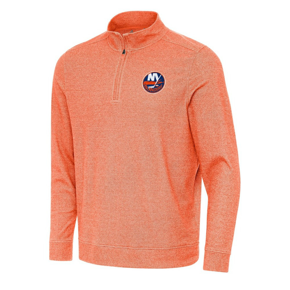 New York Islanders Antigua Subtle Quarter-Zip Sweatshirt - Heather Orange - NHL