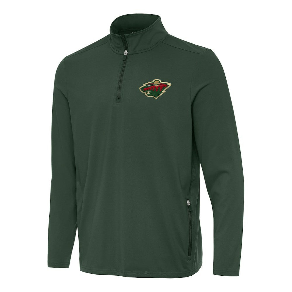 Minnesota Wild Antigua Perilous Quarter-Zip Sweatshirt - Hunter Green - NHL