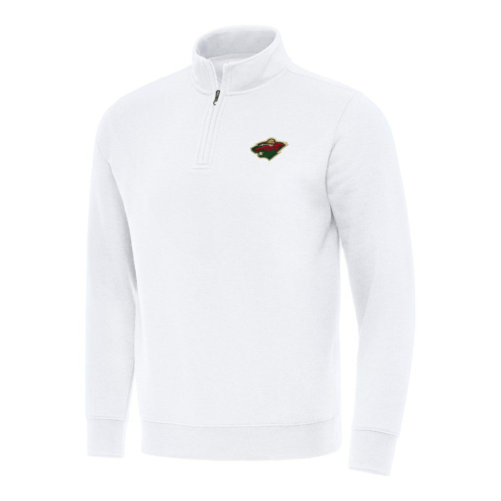 Minnesota Wild Antigua Victory Quarter-Zip Mock Sweatshirt - White - NHL