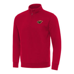 Minnesota Wild Antigua Victory Quarter-Zip Mock Sweatshirt - Red - NHL