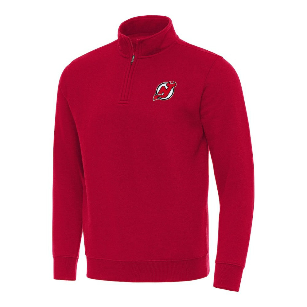New Jersey Devils Antigua Victory Quarter-Zip Mock Sweatshirt - Red - NHL