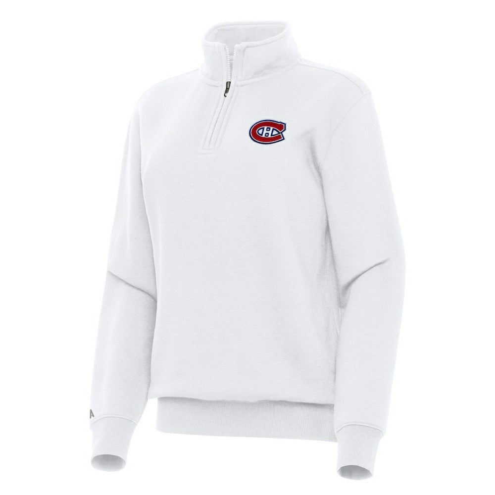 Montreal Canadiens Antigua Women's Victory Quarter-Zip Sweatshirt - White - NHL