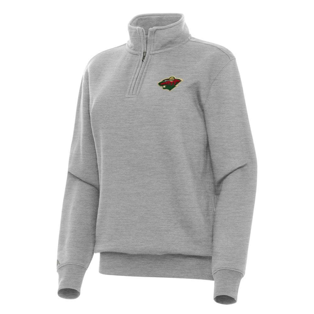 Minnesota Wild Antigua Women's Victory Quarter-Zip Sweatshirt - Heather Gray - NHL