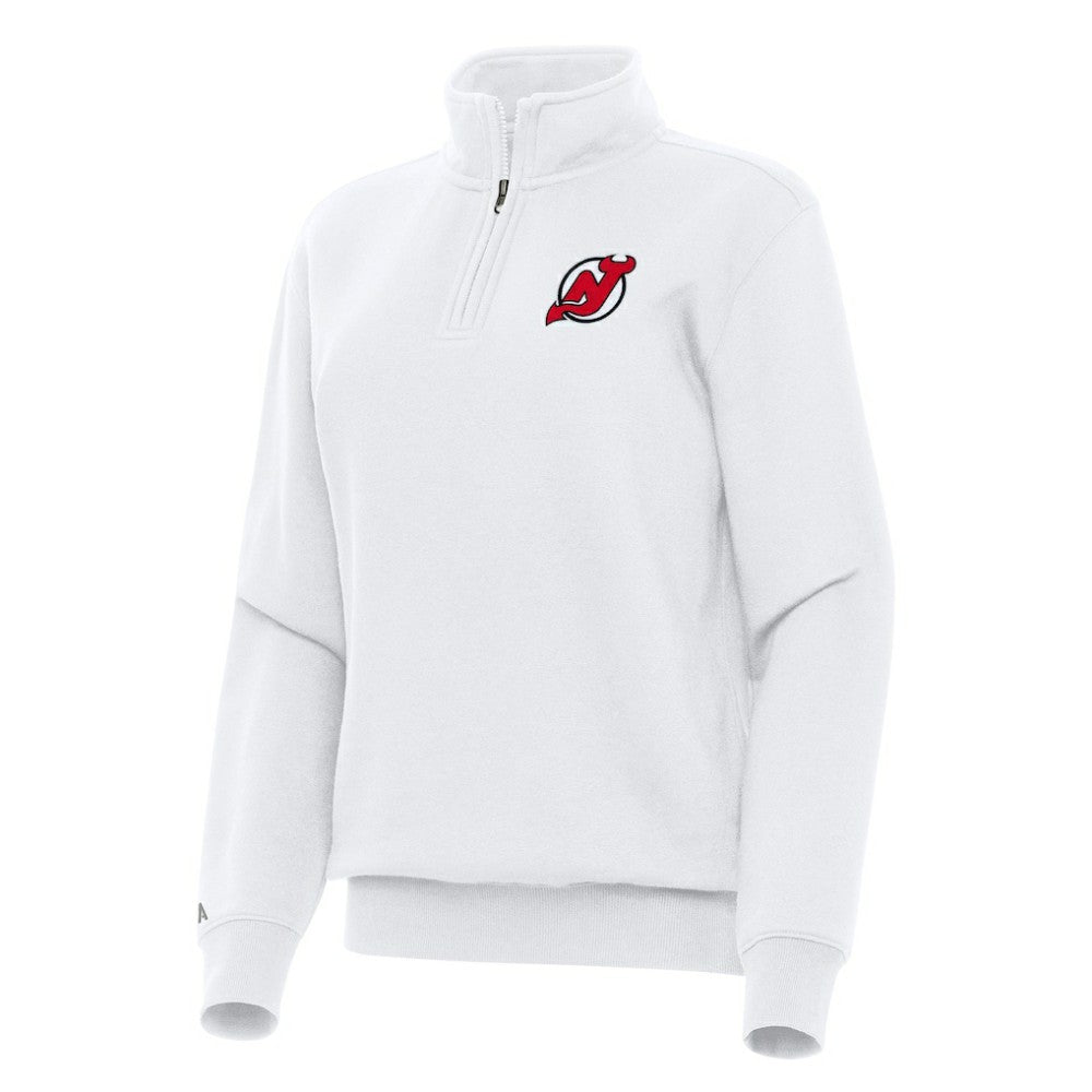 New Jersey Devils Antigua Women's Victory Quarter-Zip Sweatshirt - White - NHL