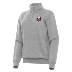 New York Islanders Antigua Women's Victory Quarter-Zip Sweatshirt - Heather Gray - NHL