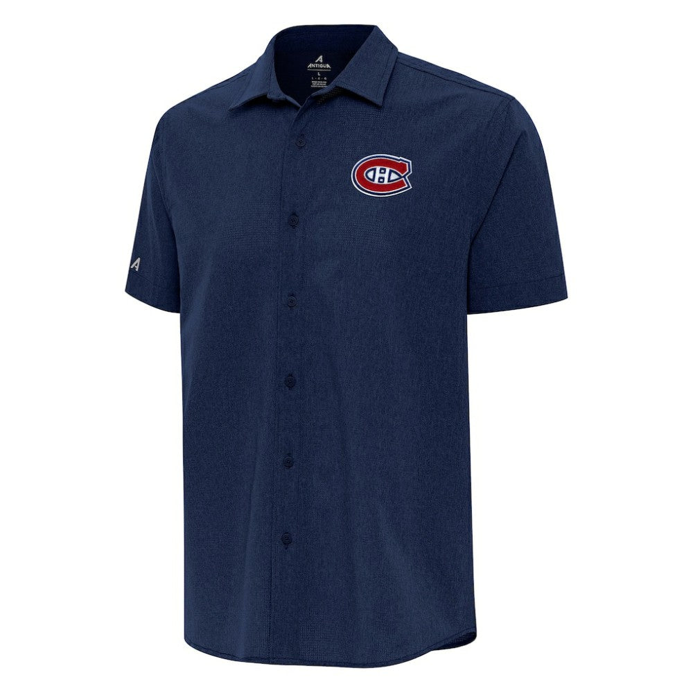 Montreal Canadiens Antigua Activate Woven Short Sleeve Button-Up Shirt - Navy - NHL