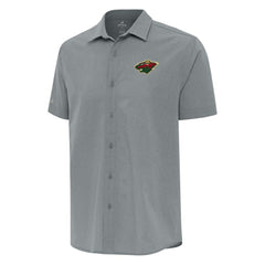 Minnesota Wild Antigua Activate Woven Short Sleeve Button-Up Shirt - Gray - NHL