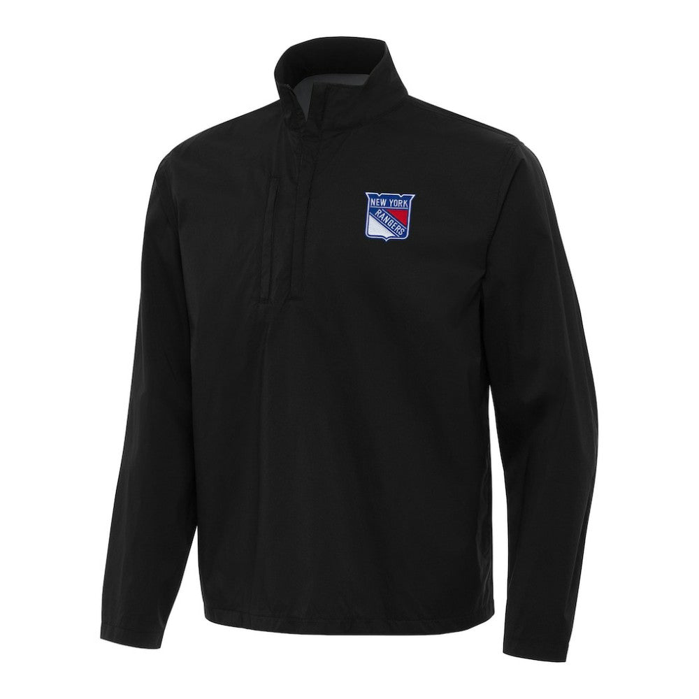 New York Rangers Antigua Brisk Quarter-Zip Windbreaker - Black - NHL