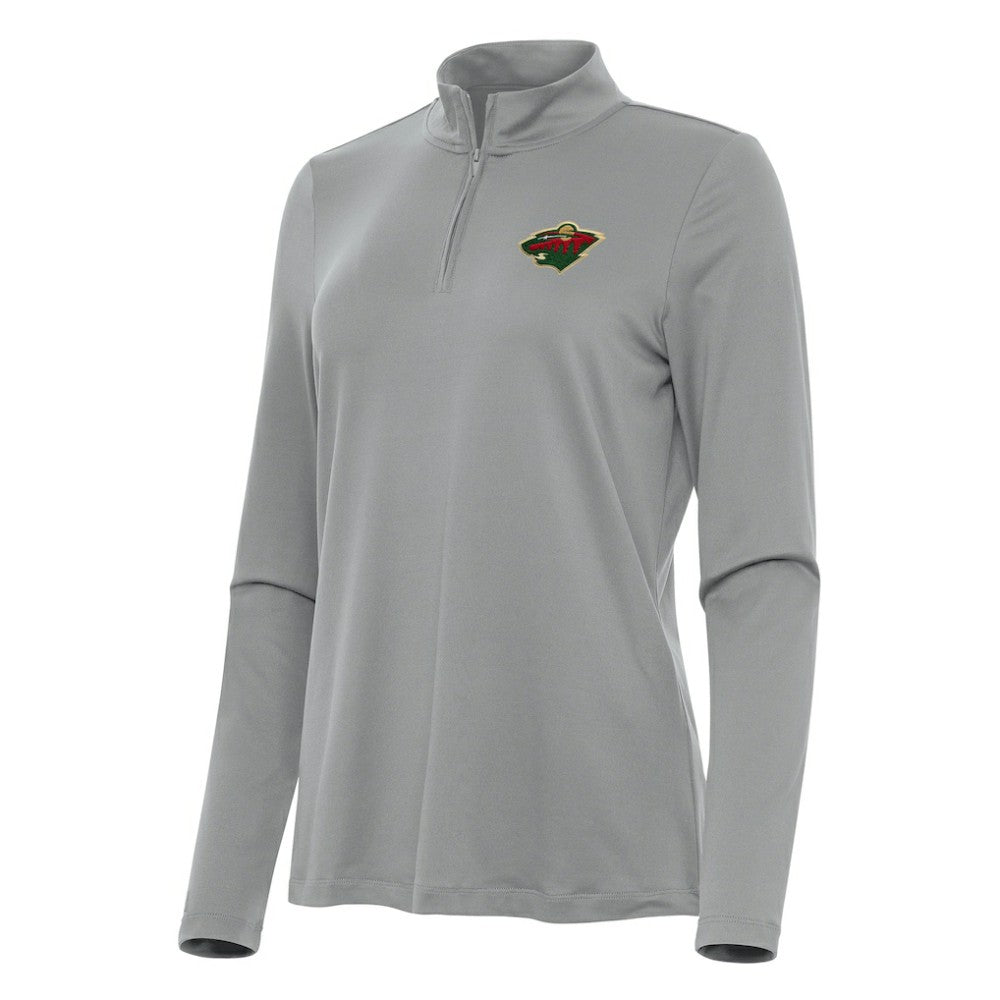 Minnesota Wild Antigua Women's Reprocess Quarter-Zip Top - Gray - NHL