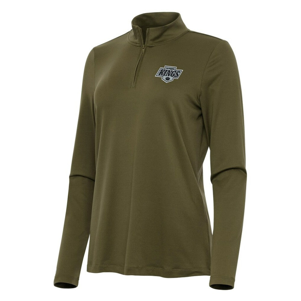 Los Angeles Kings Antigua Women's Reprocess Quarter-Zip Top - Olive - NHL