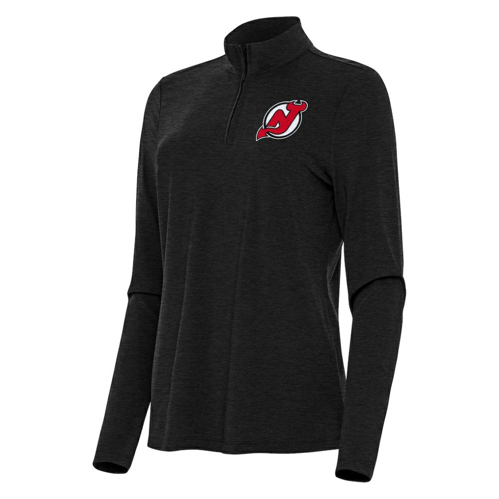 New Jersey Devils Antigua Women's Bright Quarter-Zip Top - Heather Black - NHL