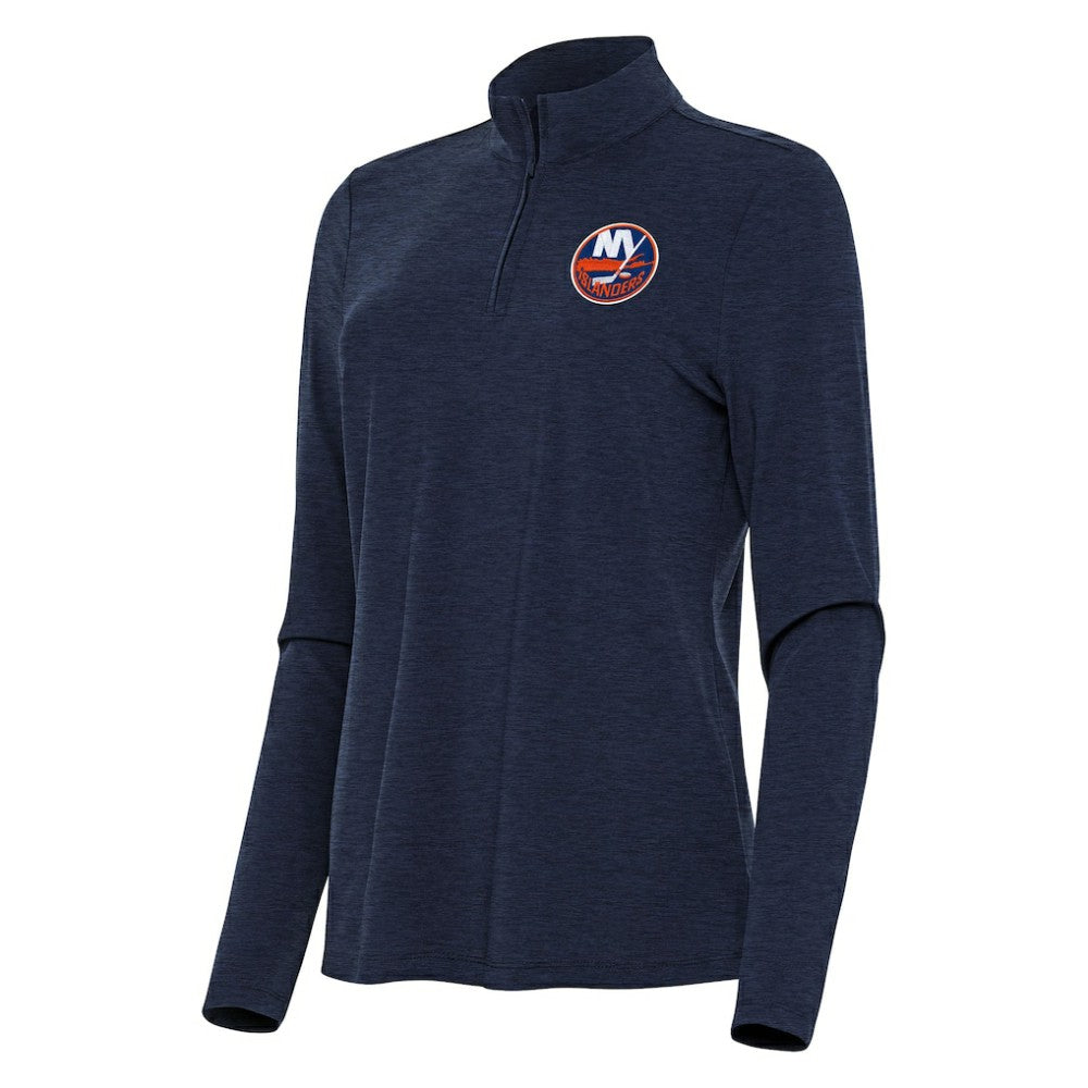 New York Islanders Antigua Women's Bright Quarter-Zip Top - Heather Navy - NHL