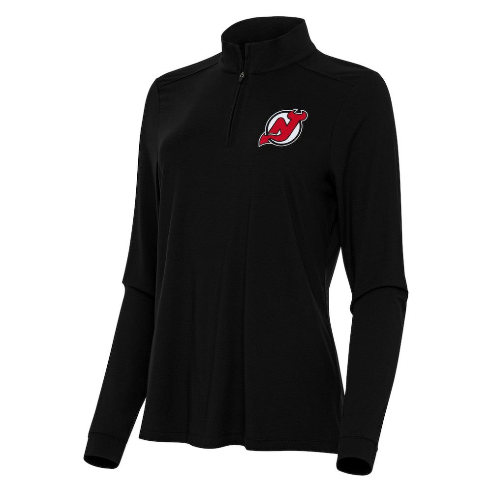 New Jersey Devils Antigua Women's Intent Quarter-Zip Top - Black - NHL