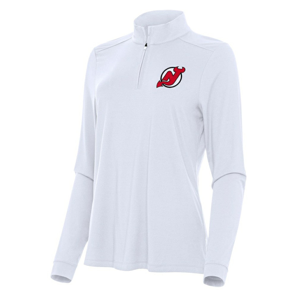 New Jersey Devils Antigua Women's Intent Quarter-Zip Top - White - NHL