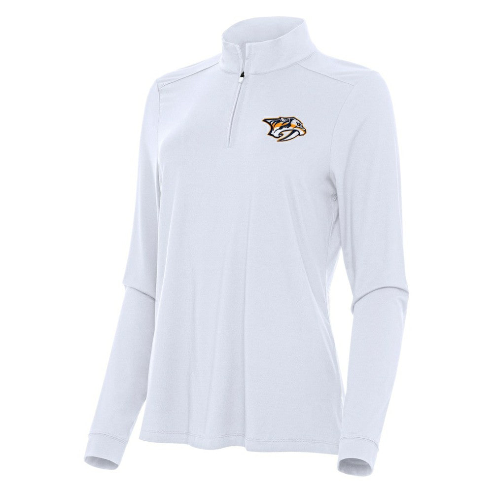 Nashville Predators Antigua Women's Intent Quarter-Zip Top - White - NHL