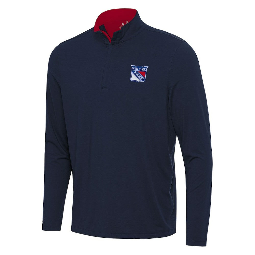 New York Rangers Antigua Content Quarter-Zip Pullover Top - Navy/Red - NHL