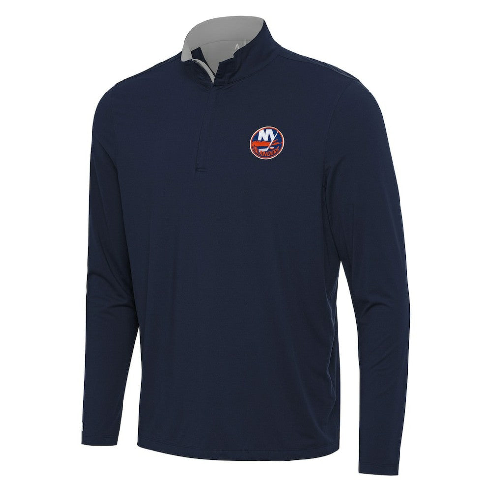 New York Islanders Antigua Content Quarter-Zip Pullover Top - Navy/Gray - NHL